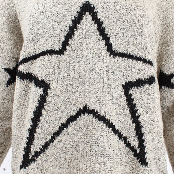 Oversized Star Pattern Pullover Knit Sweater - Picture 3 of 7
